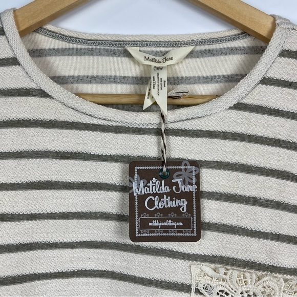 MATILDA JANE CLASSIC WITH A TWIST COTTON STRIPE FLORAL LACE PULLOVER TOP - Picture 14 of 16
